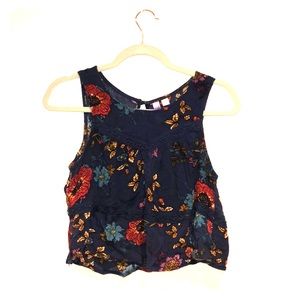 Navy Floral Crop Top